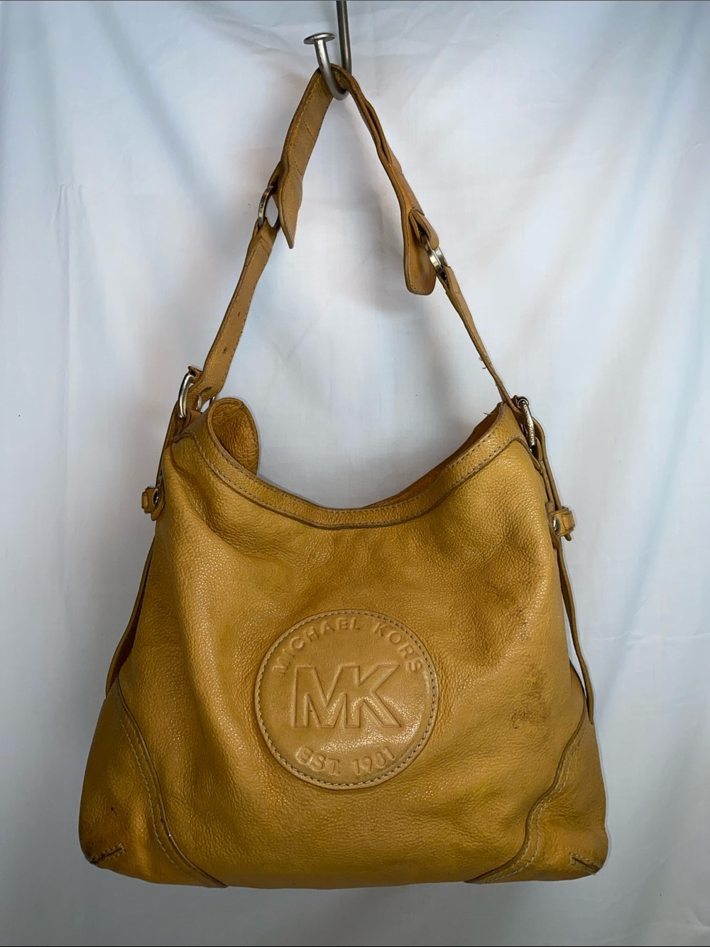 Michael Kors Mustard Yellow Pebbled Leather Shoulder Bag